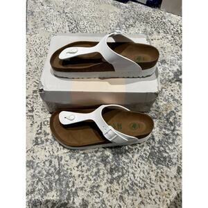NEW Papillio Birkenstock Gizeh Grooved Vegan Platform Thong White Sandals 41
